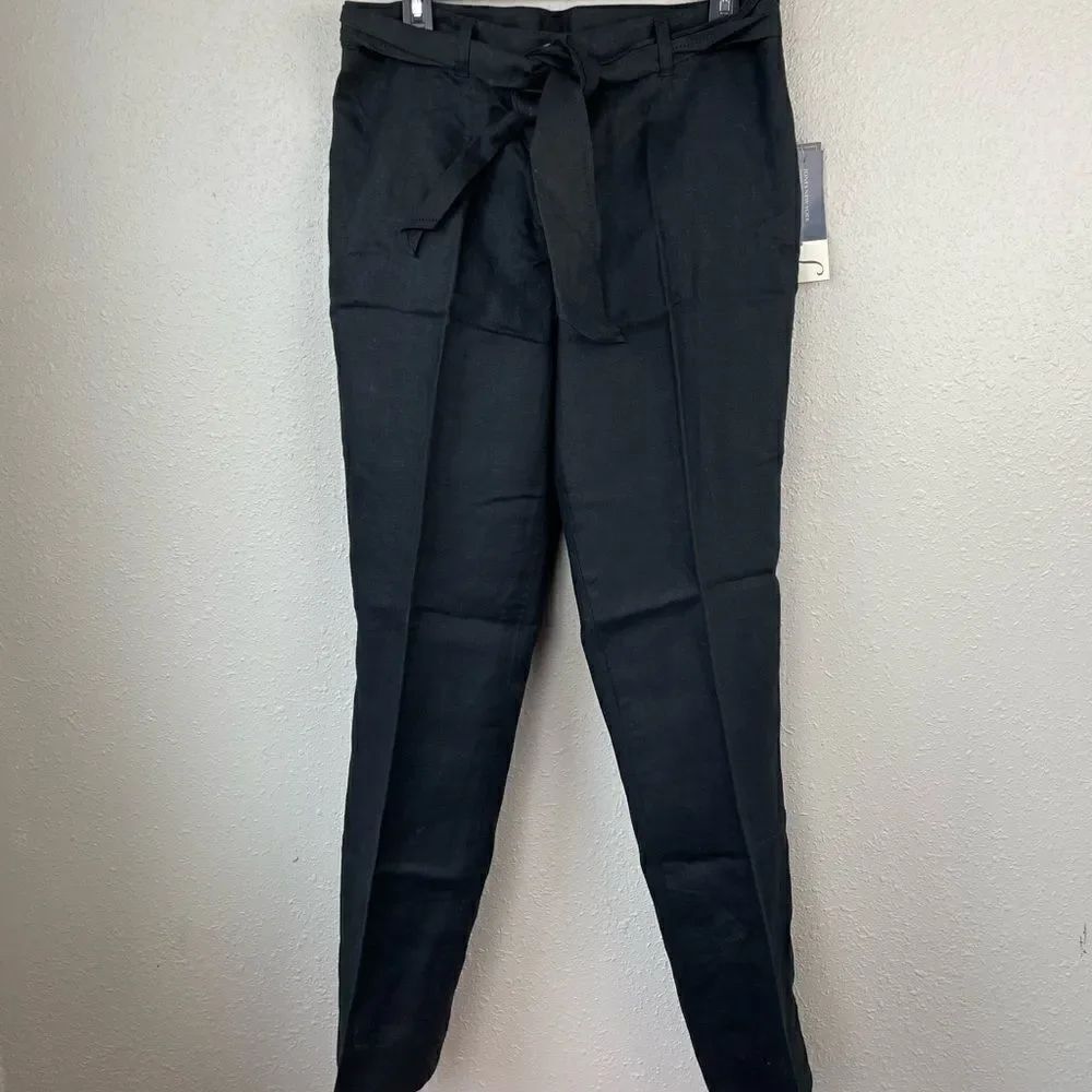 NWT Jones New York Black Linen Slack Pants Size 10